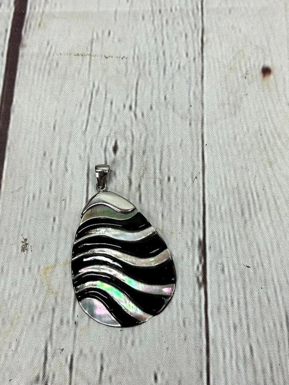 Black & Silver Abstract Pendant Necklace
